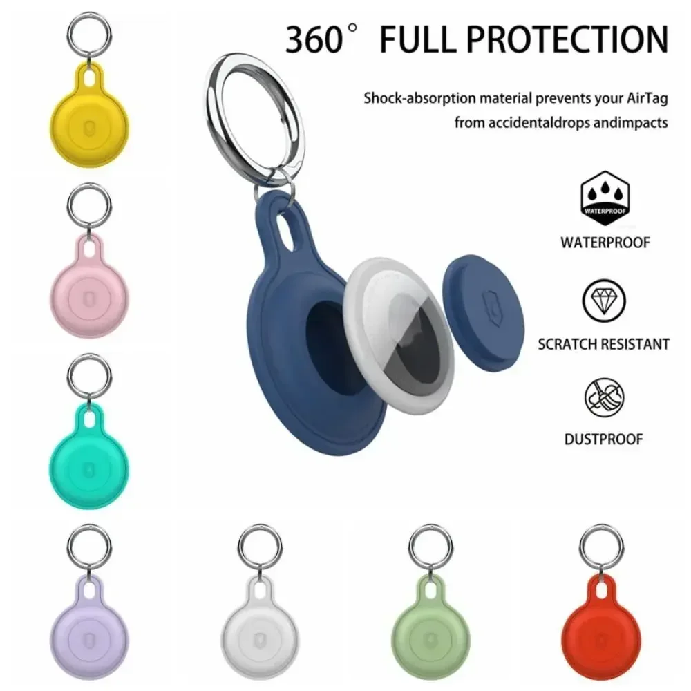 Silicon Keychain For Apple Airtags Case Protective Cover 360° Waterproof Airtag Holder Tracker Accessories AirTag Case Key