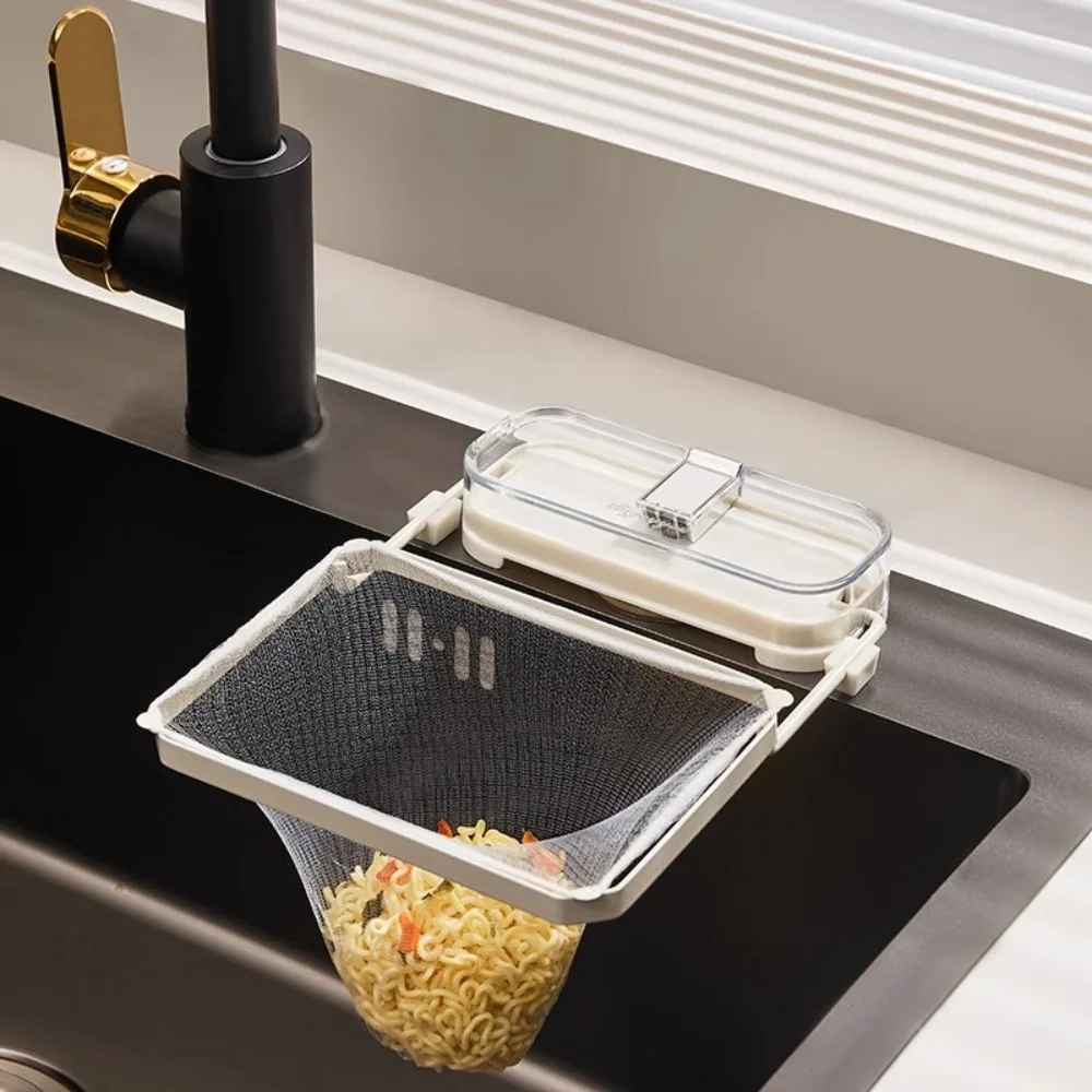 

With Disposable Filter Sink Filter Rack Fine Mesh Strong Load-bearing Sink Strainer Basket Folded Design Garbage Drain Rack