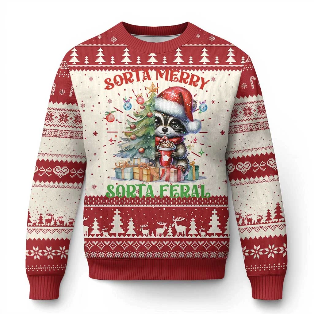 Family Matching Ugly Christmas Sweatshirt 3D Opossum Merry Hissmas Print Parent‑Kid Xmas Party Long Sleeve Crew Neck Tops