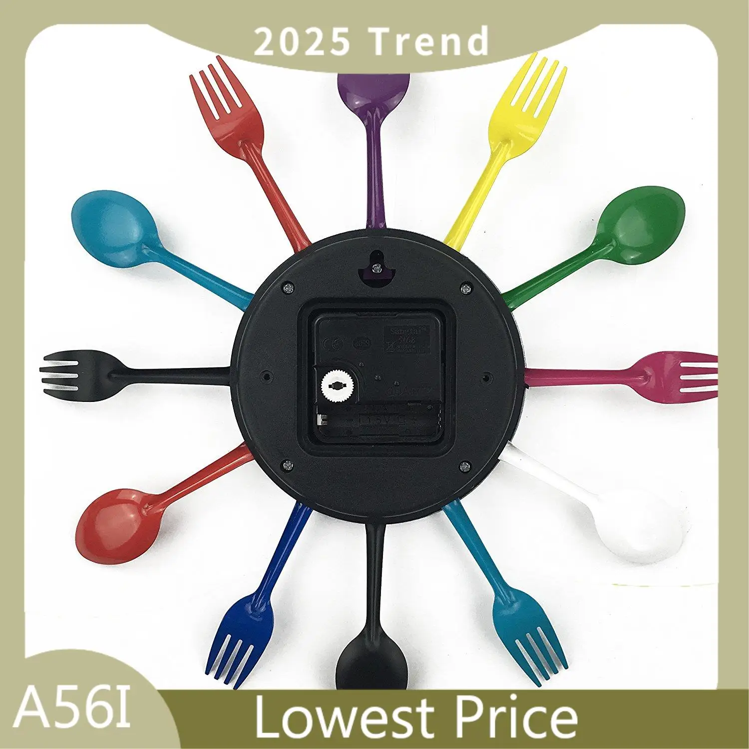 ABDD Kitchen Wall Clock, 3D Removable Modern Creative Cutlery Kitchen Spoon Fork Wall Clock Mirror Wall Decal Wall Sticker Room