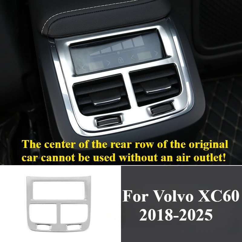 

1PCS for Volvo XC60 2018-2025 Storage Armrest Box Rear AC Air Conditioner Vent Outlet Panel Cover Frame Trim Stainless Steel