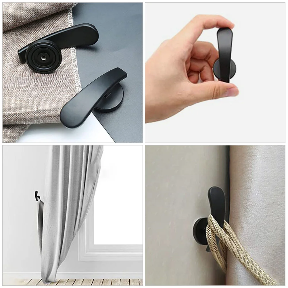 4pcs Curtain Wall Holdbacks Drapery Metal Tieback Hooks Wall Mounted Curtain Hook Hanger Curtain Tie Backs Hooks