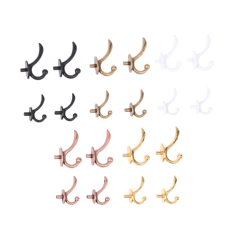 2 Stuks 1:12 Poppenhuis Miniatuur Meubels Mini Metalen Kleding Kapstok Rek Muur Hangers Modle Speelgoed Poppenhuis Badkamer Accessoires