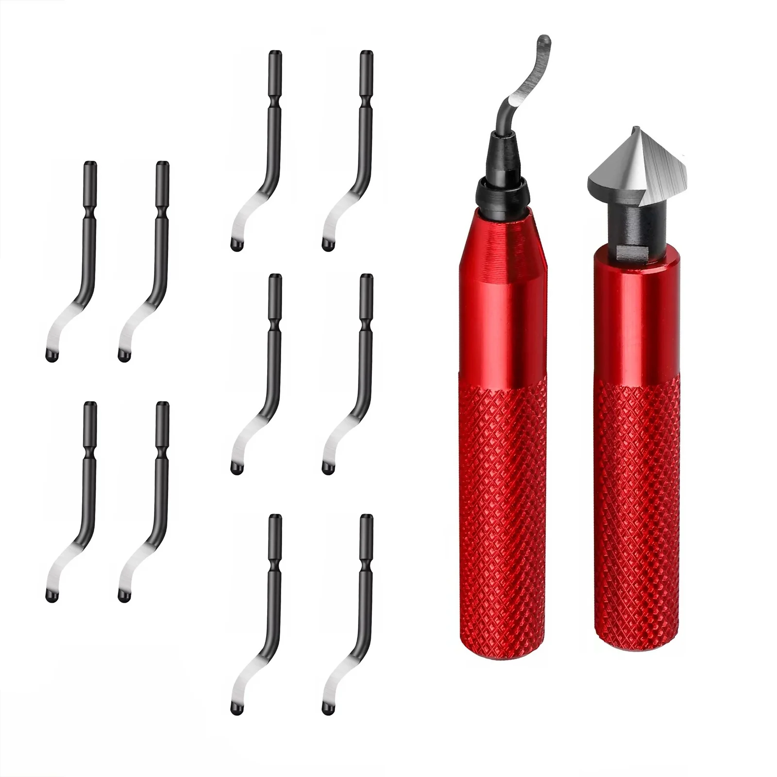 Deburring Tool Kit Alloy Burr Removal Tool With Reamer & 10Pcs Extra BS1010 Blades Multifunctional Burr Edges Removing Hand Tool