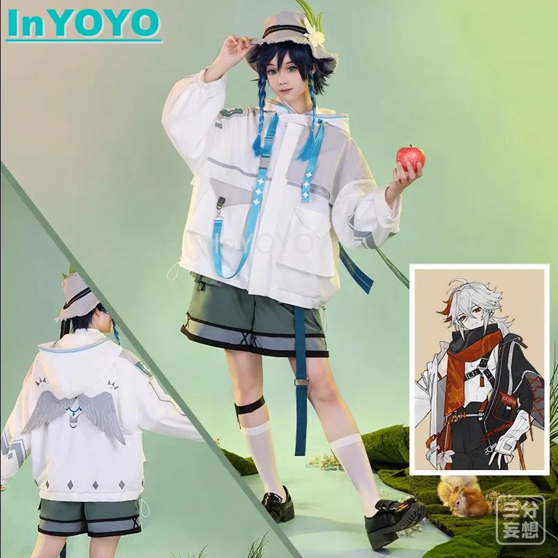 InYOYO Venti Cosplay Costume Genshin Impact Lovely Fashion Daily Wear Coat Top Overall Party Outfit Unisex New 2023