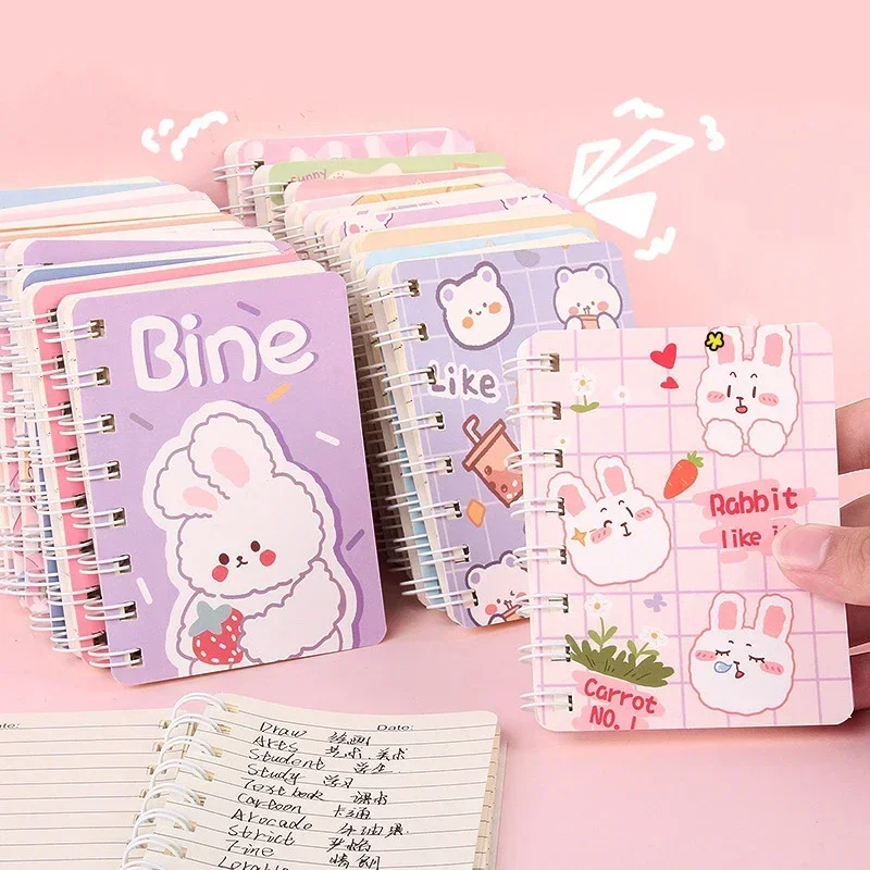 Criativo Cartoon Bobina Livro, Abastecimento Escolar Estudante, Notebook de bolso, Sketchbook, Portátil Mini Notepad, Papelaria Kawaii, 80 Folhas, 1Pc