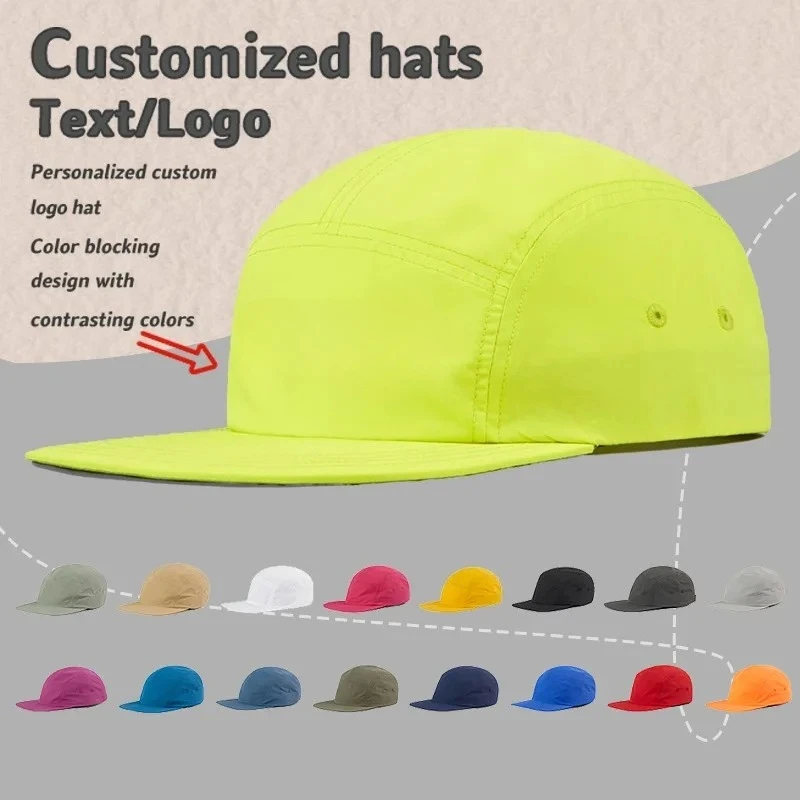 

Custom Printing Embroidered Logo Nylon Quick-drying Camping Hat Fashion Men's and Women's Five-panel Flat Edge Baseball Cap