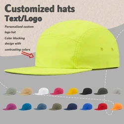 Custom Printing Embroidered Logo Nylon Quick-drying Camping Hat Fashion Men's and Women's Five-panel Flat Edge Baseball Cap