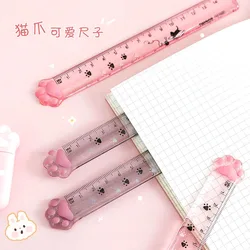 15Cm Heerser Leuke Kat Poot Plastic Straight Heersers Kawaii School Kantoorbenodigdheden Planner Accessoires Studentenprijs Tekening Gereedschap