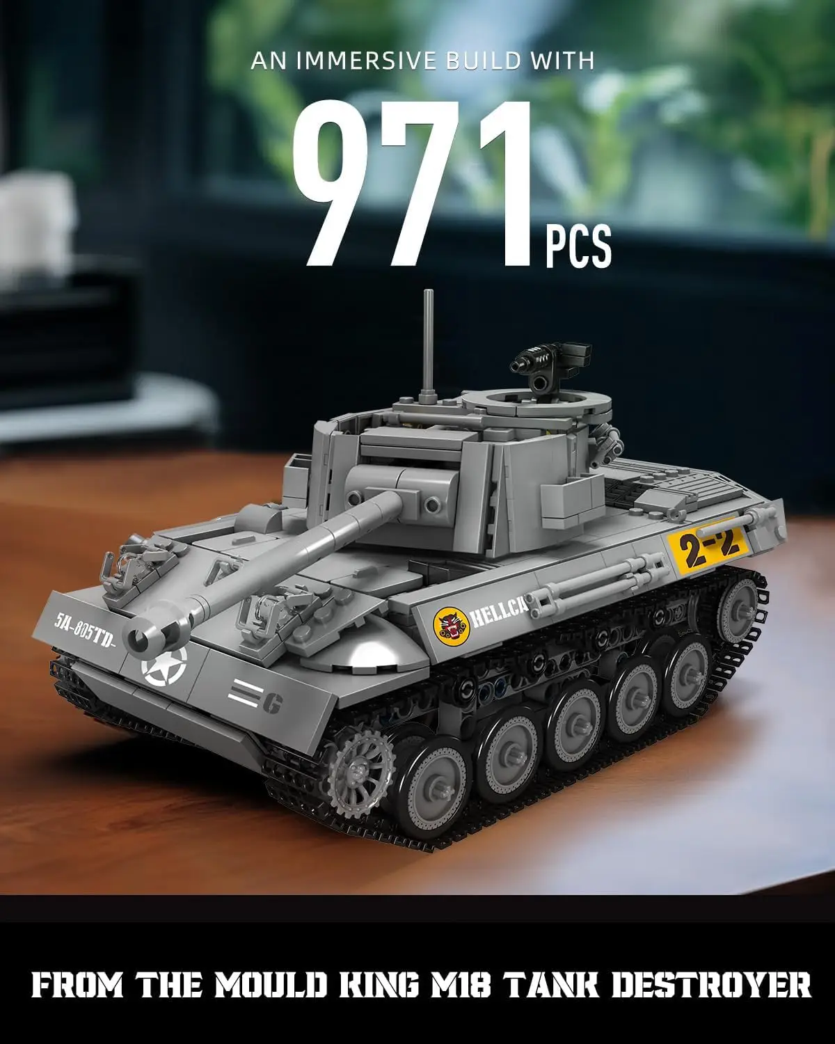 

Mould King 20032 971 PCS APP Controlled Military RC Tank Model Building Blocks Kit, Collectible Army Vehicle for Teens & Adults