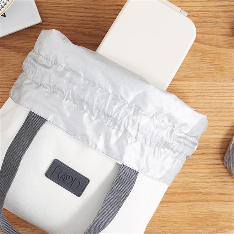 Portable Drawstring Women's Thermal Lunch Bags Waterproof Picnic Pouch Food Insulated Cooler Container Fridge Bag for Office