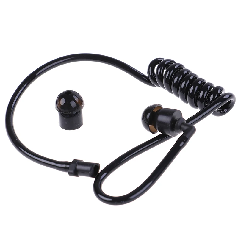 Black Color Replacement Coil Acoustic Air Tube Earplug For Radio Earpiece Headset