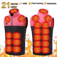 21 Area Heated Vest Jacket Women Winter Smart Heating Vest  Outdoor Flexible Thermal Clothes Winter Warm Outdoor Hiking Fishing