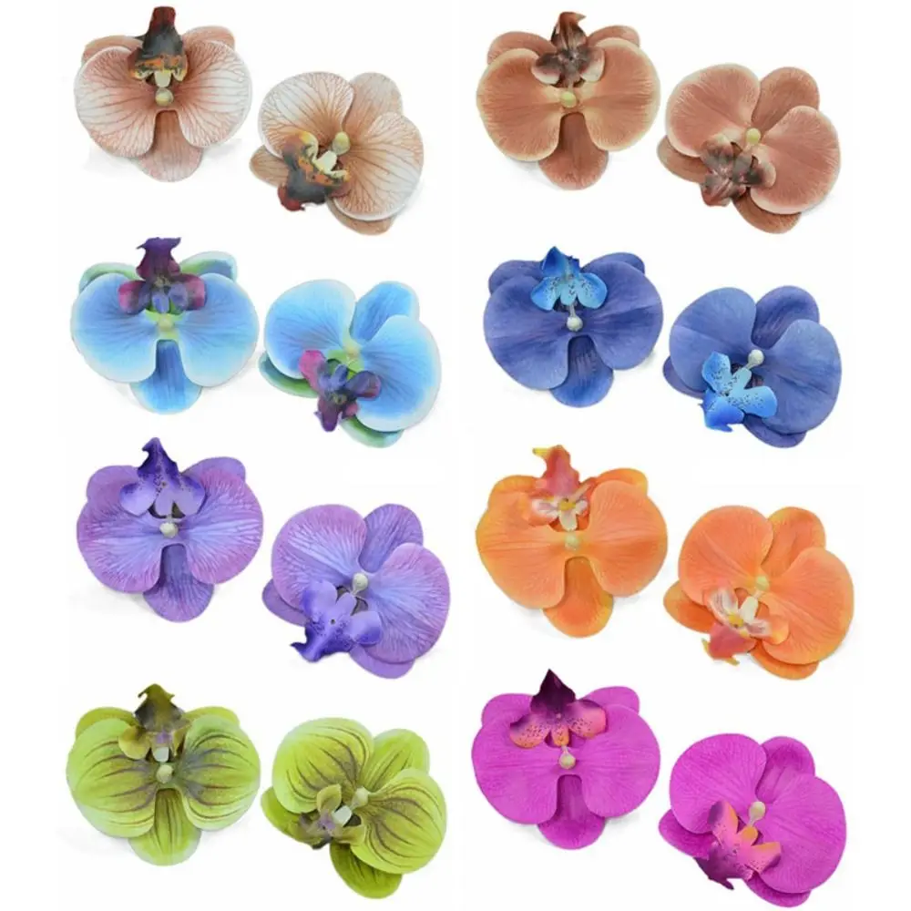 2 pçs estilo coreano borboleta orquídea flor artificial artesanal diy borboleta artificial orquídea scrapbooking 8.5cm