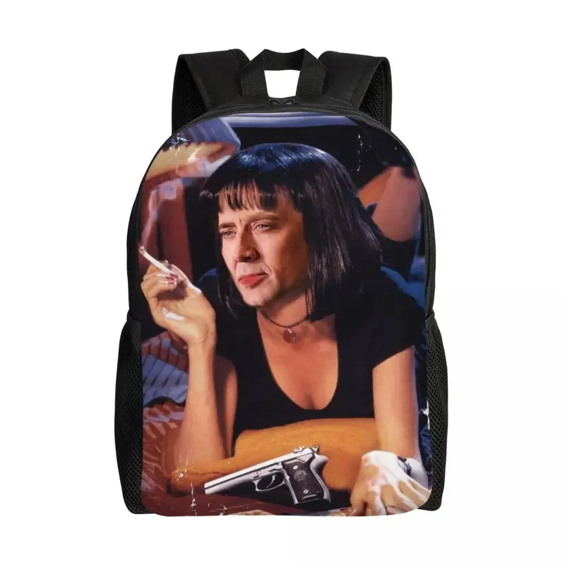 

3D Printing Nicolas Cage Pulp Fiction Meme Backpack for Girls Boys School College Travel Bags Men Bookbag Fits 15 Inch Laptop