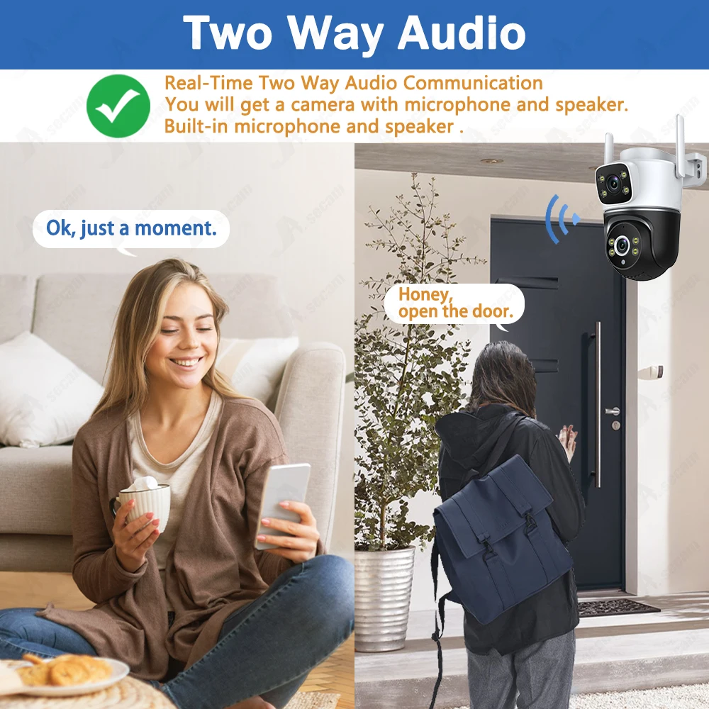 Tuya Smart 4K 8MP WiFi Camera Dual Lens Dual Screens PTZ Surveillance Home Monitor Security Protection CCTV Video Outdoor Camera