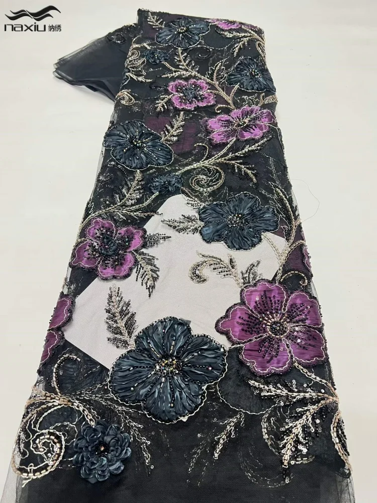 

Madison Luxury Nigerian Groom Embroidery Beaded Lace Fabric 2026 High Quality African Tulle Sequins Lace For Women Evening Dress