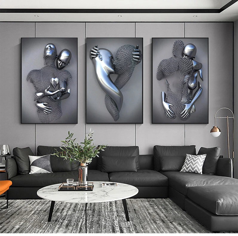 Metal Figure Statue Art Canvas Painting Romantic Abstract Posters and Prints Wall Pictures Modern Living Room Christmas Gifts