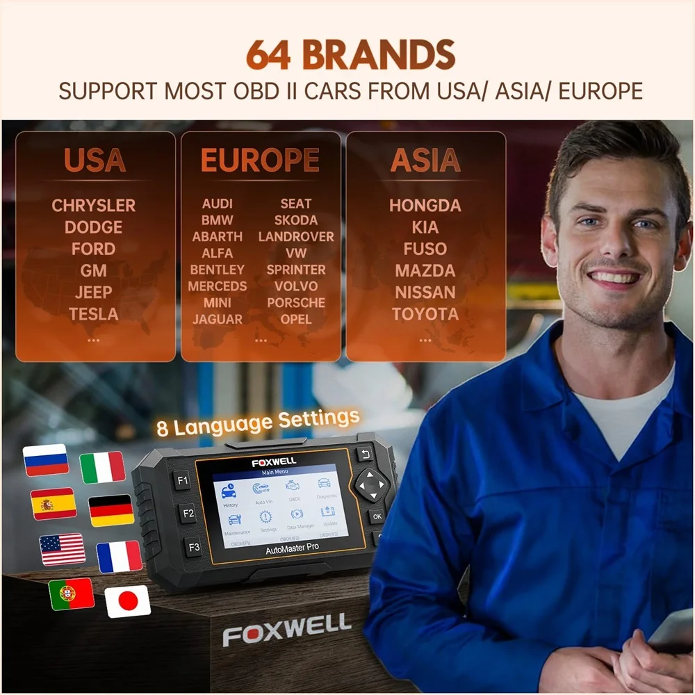 Foxwell NT624 Elite Automotive Scanner OBD2 Full System Code Reader Oil EPB Reset EOBD OBD 2 Auto Scanner Car Diagnostic Tool