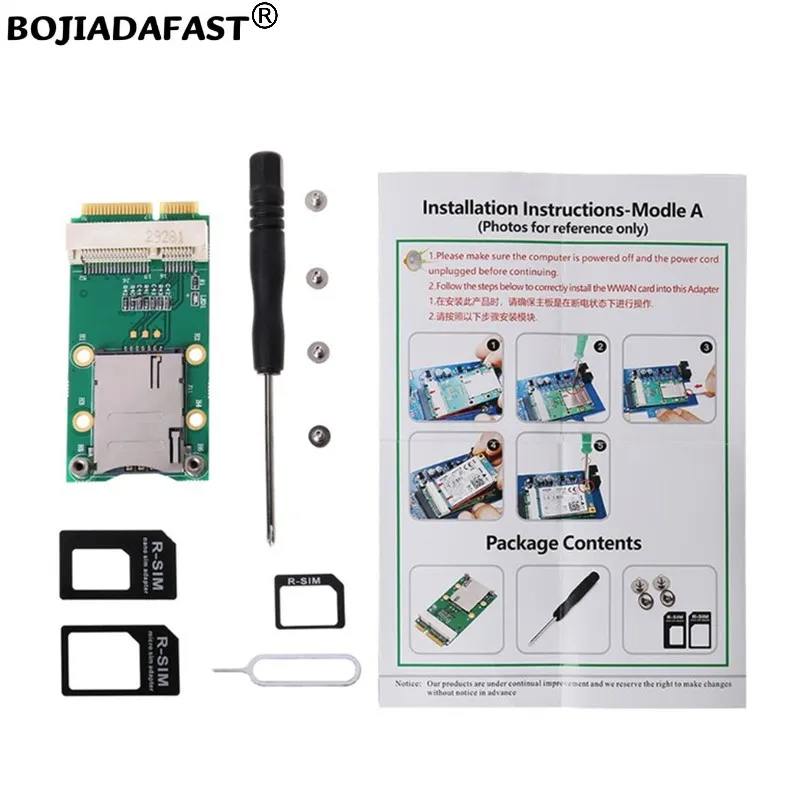 Adaptateur sans fil Mini PCI-E MPCIe, 1 support de carte SIM pour Module WWAN 3G 4G LTE