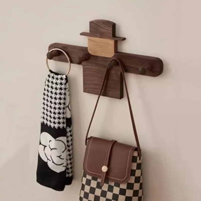 

Solid Wood Coat Hook Cartoon Creative Key Hook Modern Wooden Household Decorative Hooks for Living Room Storage Accessories