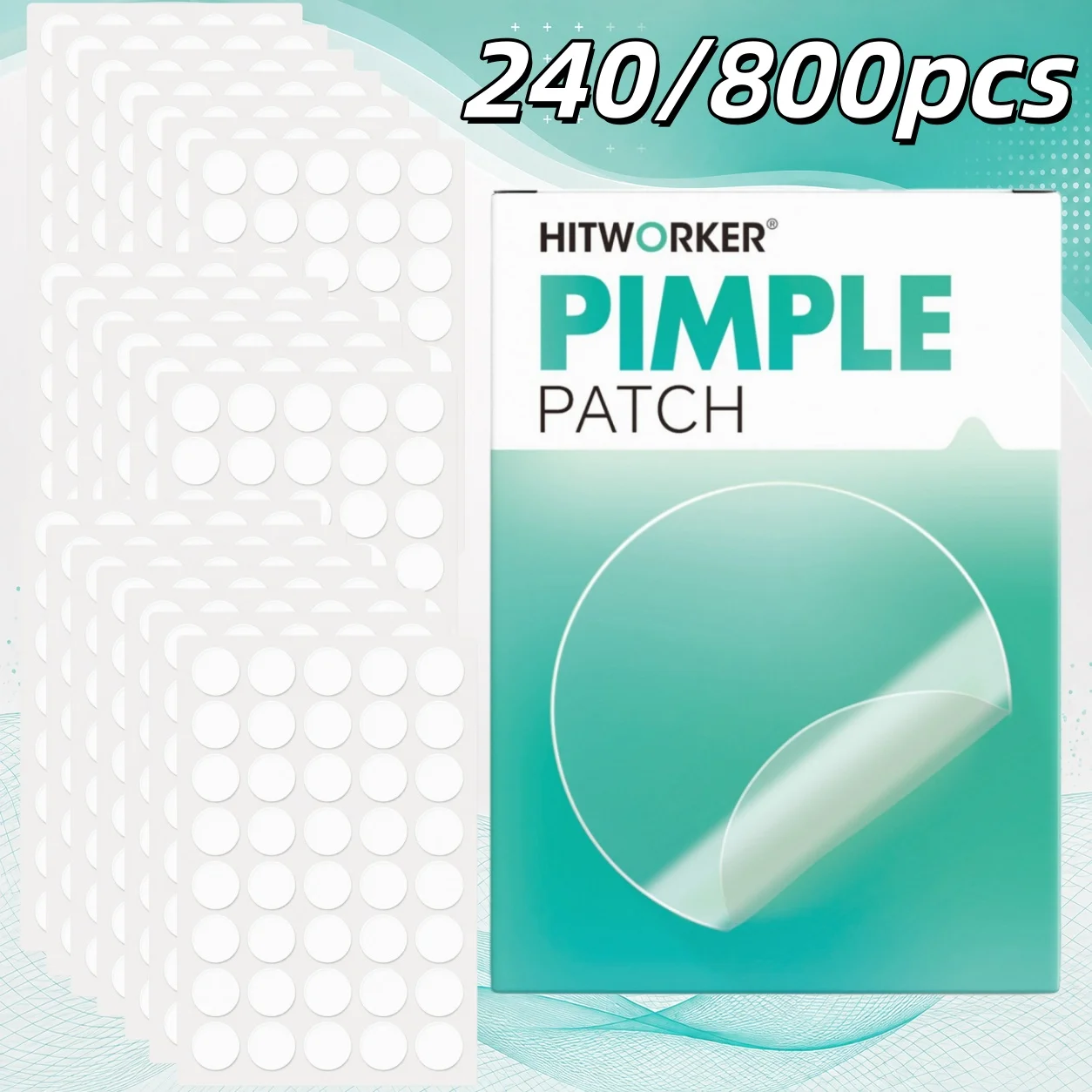 Hydrocolloid Pimple Patch 240/800 Patches — High-quality invisible acne patches/concealers. Cleanses pores, covers blemishes