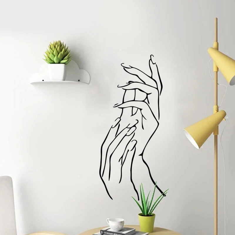 Girl's Jade Hand Sticker Decoration for Living Room and Bedroom PVC Material Removable Wall Sticker