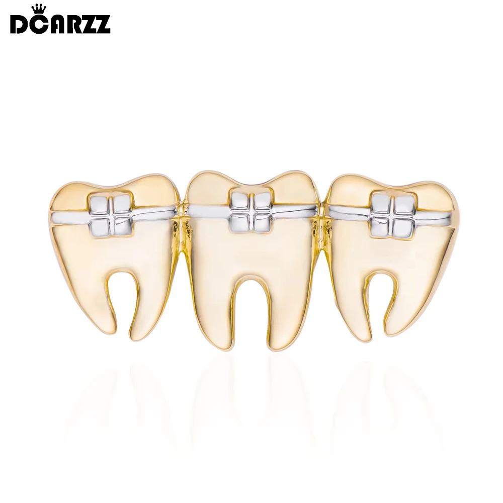 DCARZZ Cute Tooth Pin Brooch Gold Silver Plated Medical Delicate Teeth Badge Lapel Pins Metal Woman Gift Doctor Nurse Jewelry