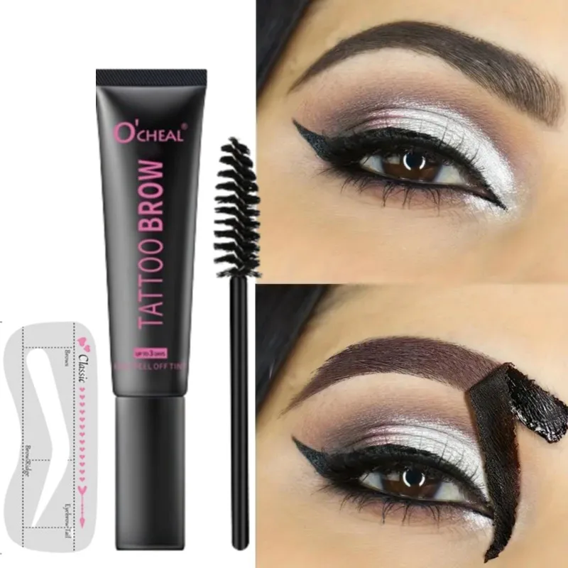 1PC Dye Eyebrow Gel,กึ่งถาวร Long Lasting Brown Eyebrow Tattoo Tint Sweatproof ฟิล์มขึ้นรูปการฉีกขาดครีมคิ้ว