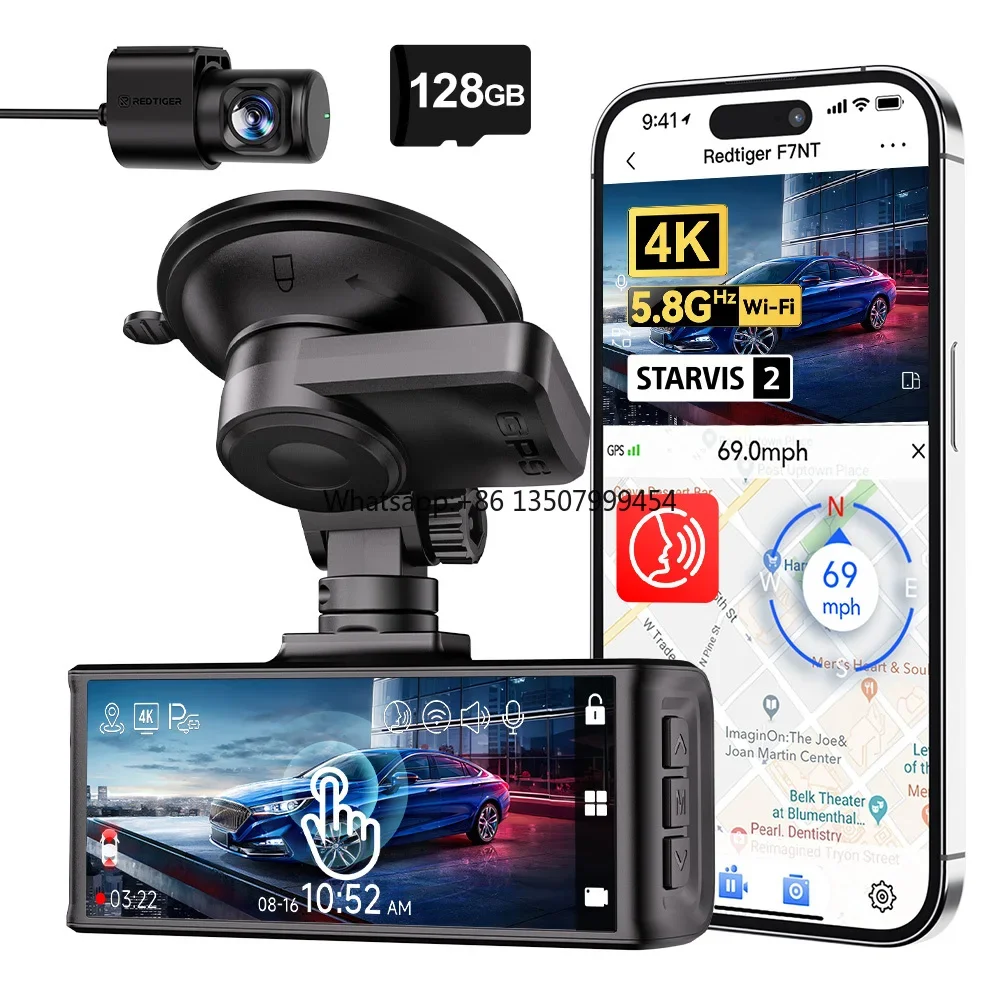 Distributor F7N-Touch 4K+1080P Dual GPS Touch Screen Front and Rear Dash Cam Camera With Wifi