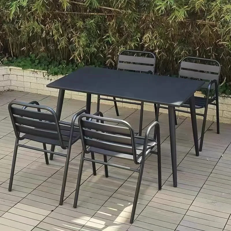 Outdoor table and chair cafe Aluminum alloy table Terrace Balcony Outdoor outside milk tea shop Wrought iron table and chair com
