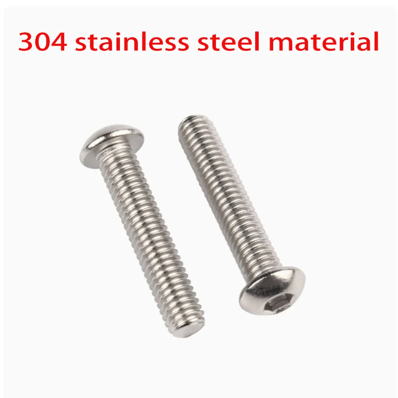 M2  M2.5 M3 M4  A2 304 Stainless Steel Hex Hexagon Socket Allen Half Round Button Flange Head
