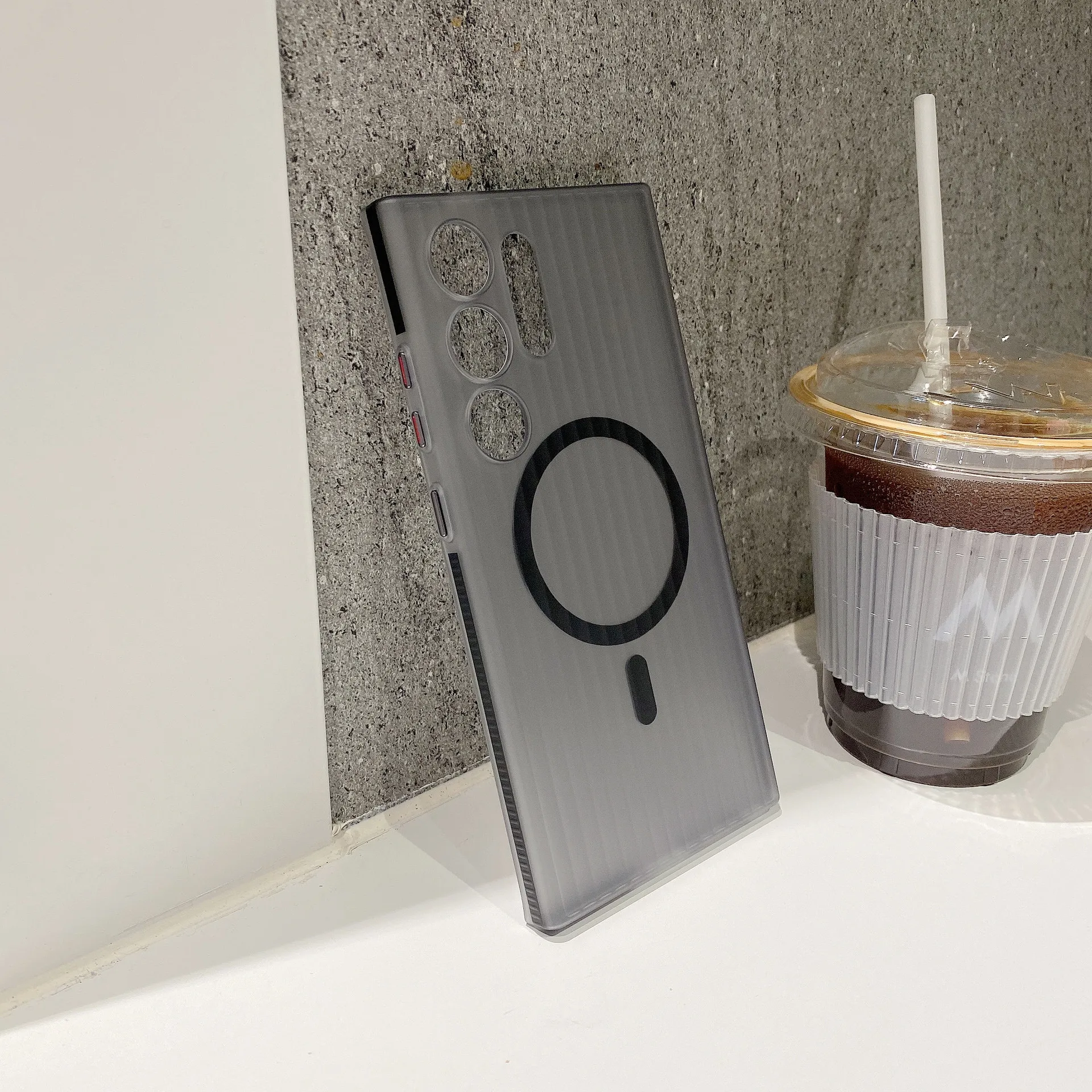 Magnetic Case for Samsung S25 Ultra Anti-Slip Rippled Sides Matte Shockproof Cover for S24 Ultra S25 Plus S24 Plus Case