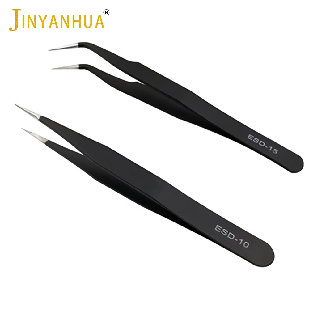 False Eyelash Tweezers Stainless Steel Grafted Eyelash Tweezers Anti-static Elbow / Straight Tweezers