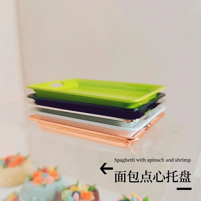 1:12 محاكاة طبق تقديم الحلوى و طبق عشاء نموذج اللعب مصغرة بيت الدمية الملحقات صينية الخبز الصغيرة مجموعة التصوير الدعائم