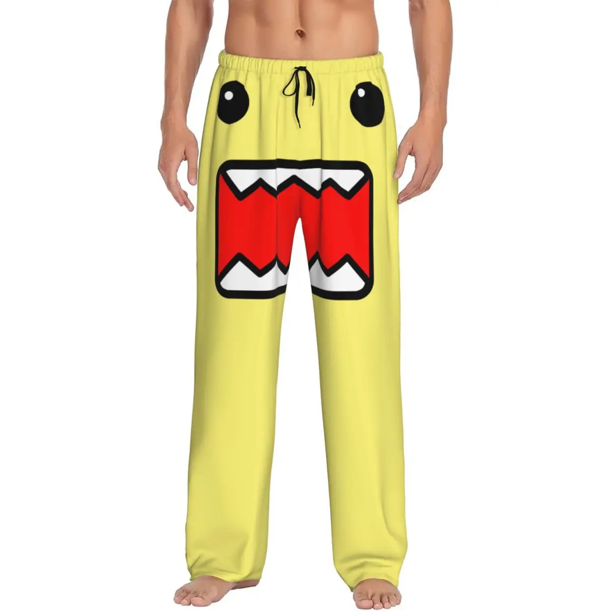 

Custom Domo Kun Pajama Pants Men's Cartoon Lounge Sleep Stretch Sleepwear Bottoms with Pockets