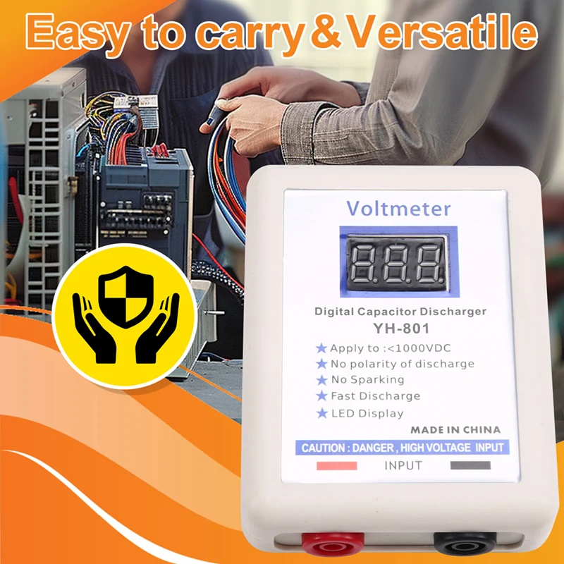 1000V Digital Capacitor Digital Voltmeter Fast Discharger Discharging Tool Electronic Repair Display Voltage Test Pen