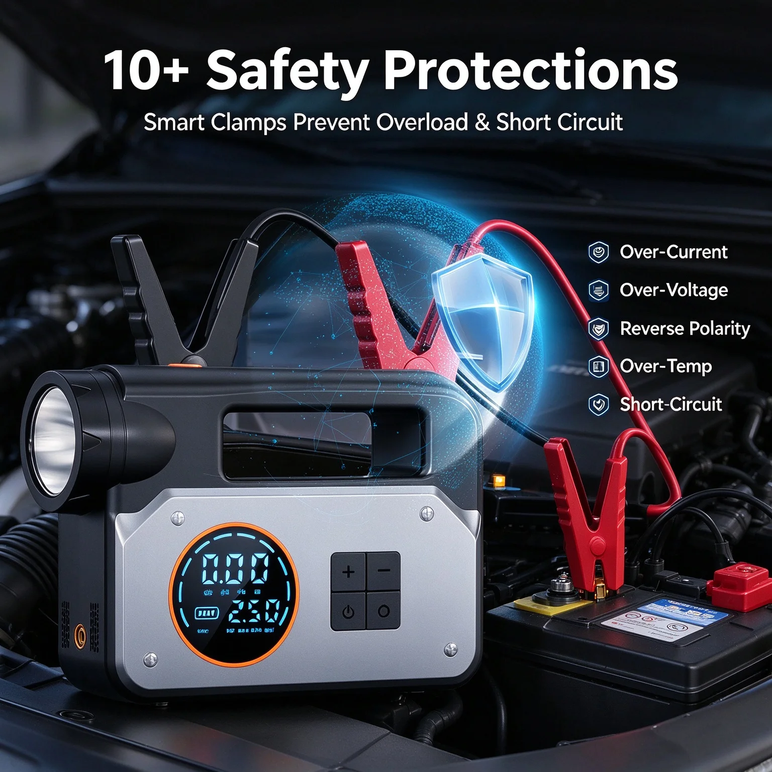 12v Automotive Battery Charger 30000mAh Car Jump Starter External Portable Battery Chargers Power Bank Air Compressor for Tires