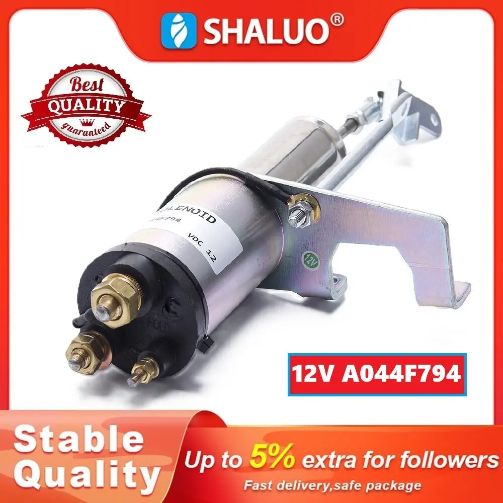 

12V A044F794 Fuel Stop Solenoid Valve Flame Out Fuel Switch For 4BT 6BT Cummins Generator Parts X2.5-G2 A044F794 A032X741 S74638