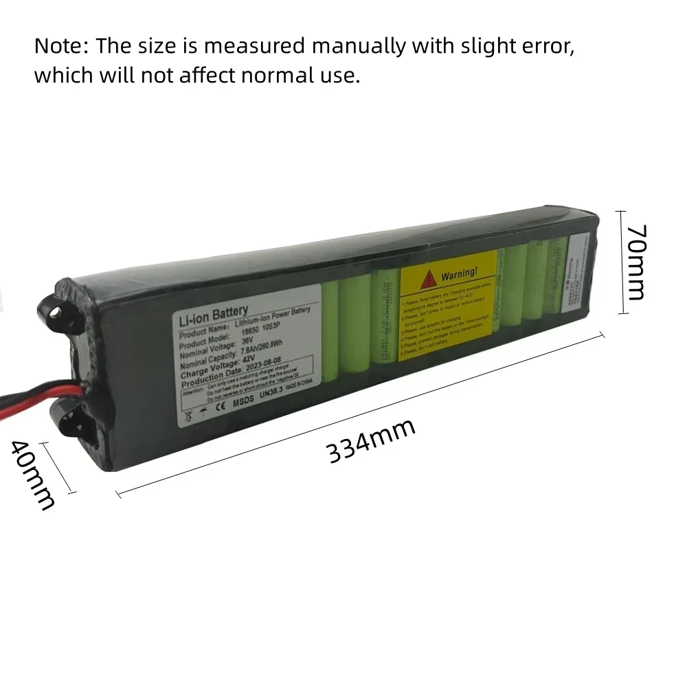 Paquete de batería de iones de litio 10S3P, 36V, 7800mAH, 18650, 500W, alta potencia y gran capacidad para patinete y motocicleta, 36/42V