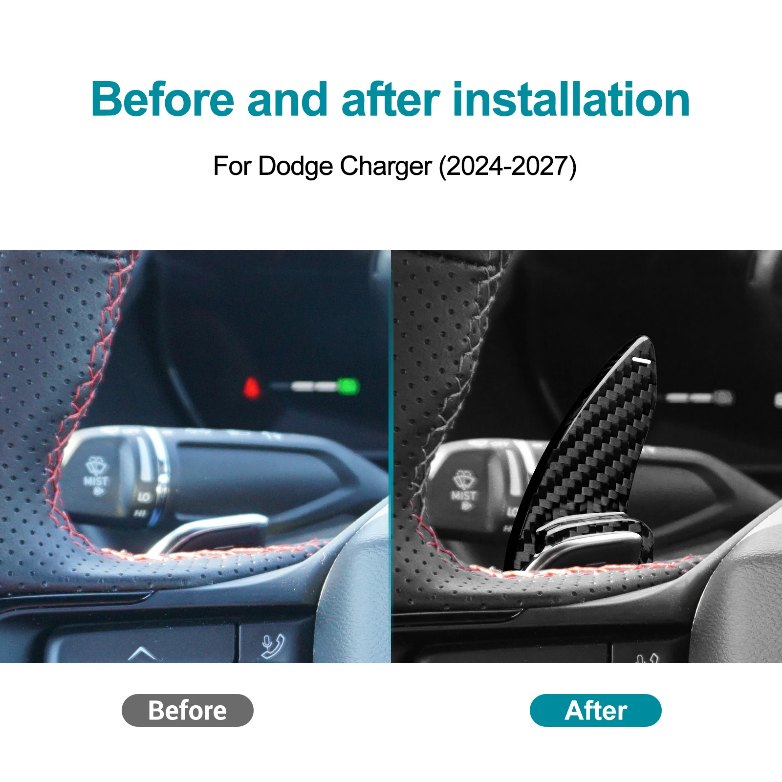 Car Steering Wheel Frame Trim Sticker For Dodge Charger 2024 2025 2026 2027 Real Hard Dry Carbon Fiber Interior Accessories