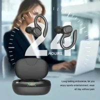 Véritables écouteurs sans fil, écouteurs Tws avec microphone, écouteurs à clip d'oreille de sport, écouteurs intra-auriculaires stéréo avec affichage LED 3