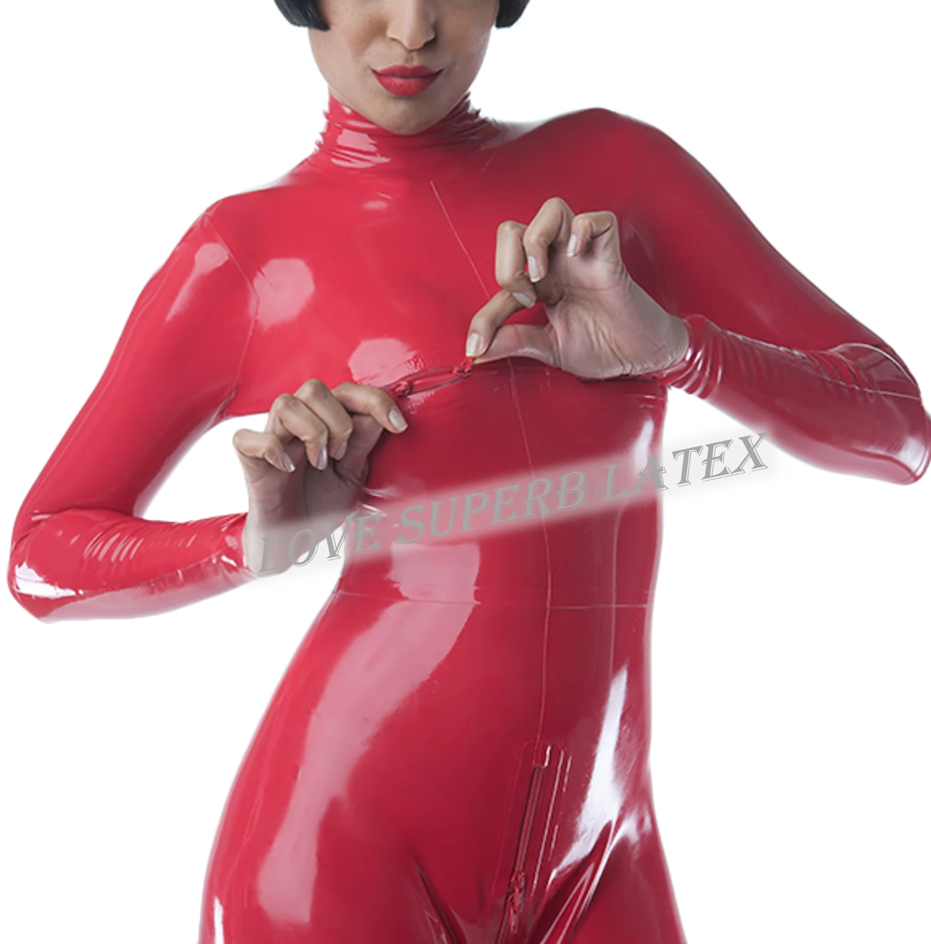 น้ํายางธรรมชาติ Horizon Matrix Catsuit หญิงบอดี้สูทเต้านมและกลับเป้าซิปเซ็กซี่สวมใส่ที่กําหนดเอง