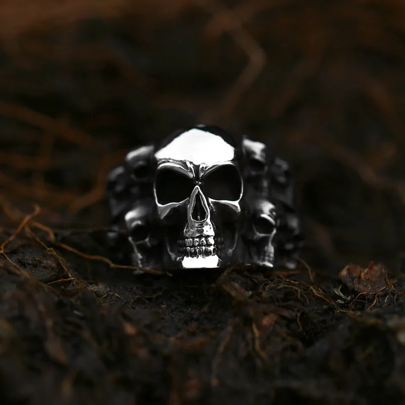 Beier New Store 316L Stainless Steel High Quality Biker Ring Punk Lots Of Skull Ring For Men Fashion Jewelry LLBR8-079R