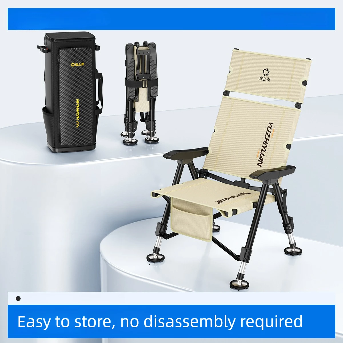 New High Back European Fishing Chair, Reclining Foldable Seat for Wild Fishing, Comfortable Wearable Portable Outdoor Travel
