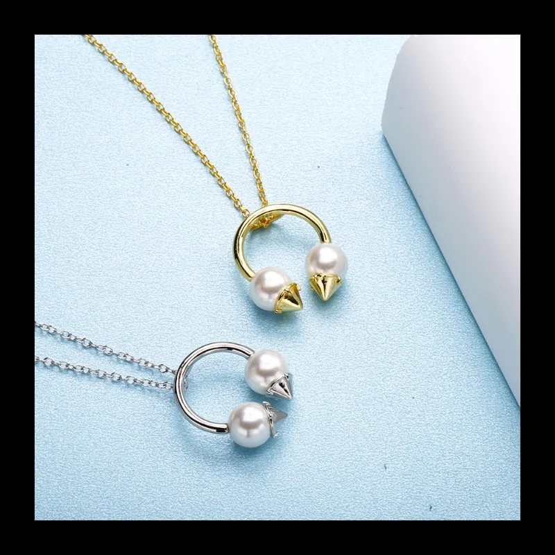 

Нишевый дизайн, ожерелье в форме наушников, жемчужный кулон, индивидуальный сладкий и крутой стиль, золото и серебро на выбор