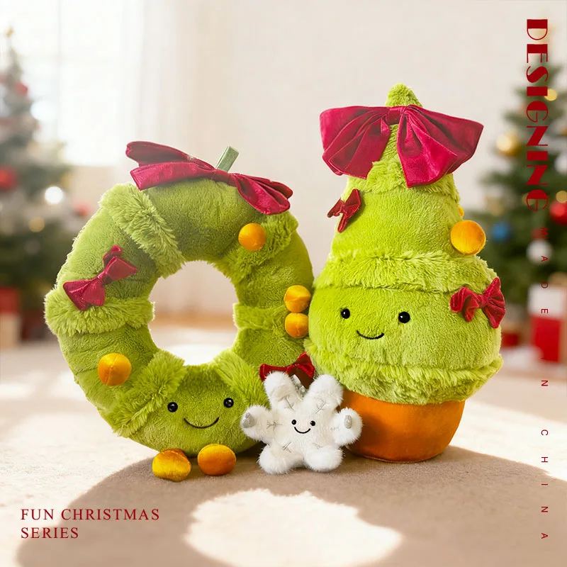 

Perfect Christmas Gift Plush Bundle Adorable Snowflake Star Tree Topper Dolls Festive Stuffed Animals Holiday Decorations