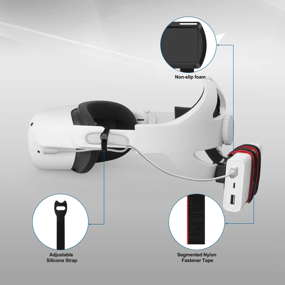 VR Power Bank Fixing Bracket Battery Strap for Oculus Quest 2 Adjustable Head Strap Battery Fixed Holder VR Accessories