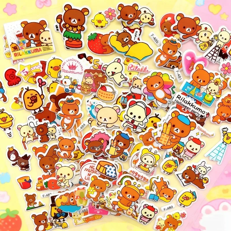 Cute High-Aesthetic Rilakkuma 3D Bubble Stickers - Waterproof Cartoon Decor for Polaroid & Hand Account DIY