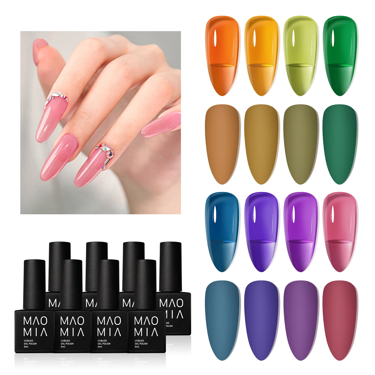 8 Bottles Nail Gel Polish Set Charm Japanese Semi Permanent Nail Art Gel Varnish Sparkling UV Soak Off Gel Lacquer